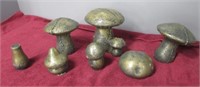 (6) Concrete miniature mushrooms up to 6" x 7" x