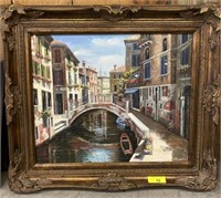 VENETIAN OIL ON CANVAS SIGNED TOWEL