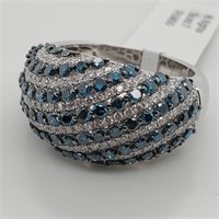 Certified 14K Diamond(1.2ct) Blue Dia(1.3ct) Ring