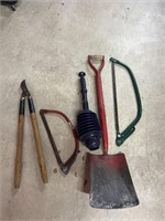 Tree pruners and shovel