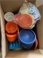 Tupperware containers, ice trays, fire
