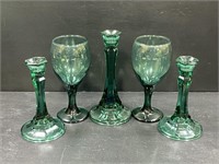 Green Wine Glasses & Candlestick Holders