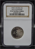 2000-S Silver N. Hamphire 25 Cent, NGC Certified P