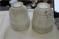 2 Antique Clear Glass Lamp Shades
