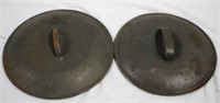 2 Cast iron lids, 9.5" & 10.5"
