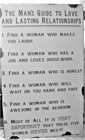 Tin Sign "Man's Guide To Love & Lasting Relations