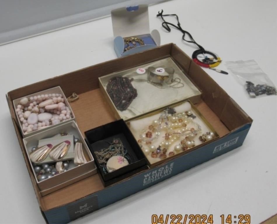 BOX LOT OF VINTAGE JEWELRY INC,