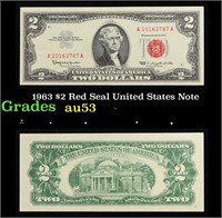 1963 $2 Red Seal United States Note Grades Select