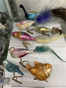 Contemporary Mercury Glass Bird Ornaments