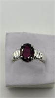 Genuine Rhodolite Garnet Sterling Ring Size 6.5