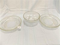 Glass Platters (2), Bowl, Ribbed