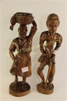 TWO WOOD CARVINGS OF WEST AFRICAN VILLAGERS