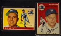 (2) Topps Ed Lopat BB Cards: 1954, 1955