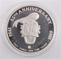 Coin 1 Troy Ounce Disney Donald Duck 55th Ann.