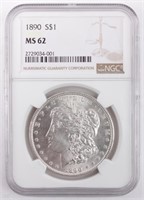 Coin 1890 Morgan Silver Dollar NGC MS62