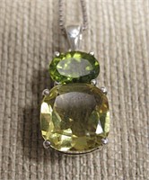 Peridot & Citrine Sterling Necklace w/ chain