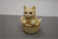 Tagua Nut Carverd Cat in Basket