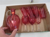 Cranberry pitcher and glasses