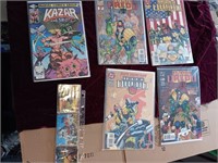 Five comic books and transformer cards