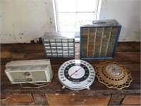 2 Sorter Bins, RCA Victor Radio, New Haven Clock