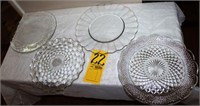 4 clear glass platters
