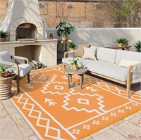 Uphome Outdoor Rug 8x10  Waterproof  Orange