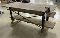 6' Metal & Wood Work Table w/ Vice