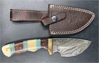 Cherokee Damascus Fireblaze Knife w Sheath