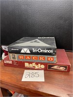 Tri Ominos Racko and Razzle board games