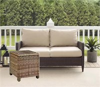 WICKER OUTDOOR LOVESEAT & SIDE TABLE $347