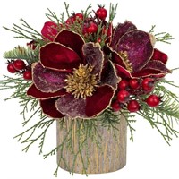 12 inch Red Christmas Table Centerpiece 5" Glitte