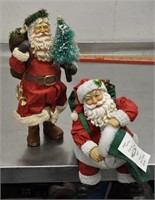 2 papier mache Santa figures