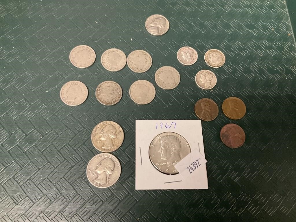 9164 Kennedy Half Dollar, Silver Quarters, Coins.