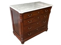 Antique 4 Dwr Dresser w Marble Top