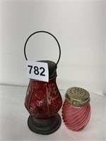 CRANBERRY LANTERN STYLE SHAKER AND OTHER