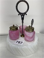 ANTIQUE VICTORIAN GLASS CADDY W/ SHAKER,