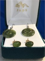 10K Yellow Gold studs & Jade style earrings
