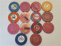 14 Various Ely Nevada Casino Chips