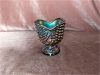 Blue Carnival Glass Toothpick Holder