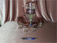 Vintage Hand Painted Water Glass Set