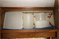 CONTENTS OF CABINET IN KITCHEN -VINTAGE TUPPERWARE