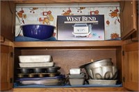 CONTENTS OF CABINET IN KITCHEN - PYREX, WEST BEND