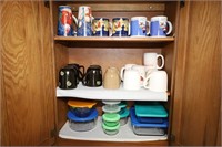 CONTENTS OF CABINET IN KITCHEN - GLASS STORAGE