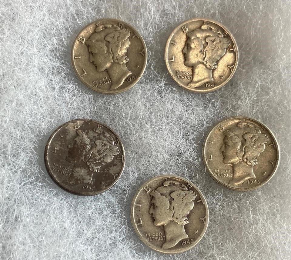 5 Mercury Dimes