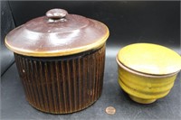 Vintage Lg. Covered Souffle & Stoneware Crock