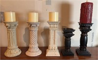 (5) CANDLESTICKS W/(4) CANDLES