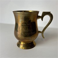 Vintage Engraved Brass Metal Cup Mug Wine Glass