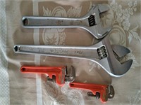 Adjustable wrenches and small pipe wrenches