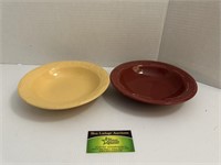 Longaberger 8” Red and Yellow Bowls