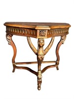 WALNUT ANGEL FIGURAL HALF TABLE